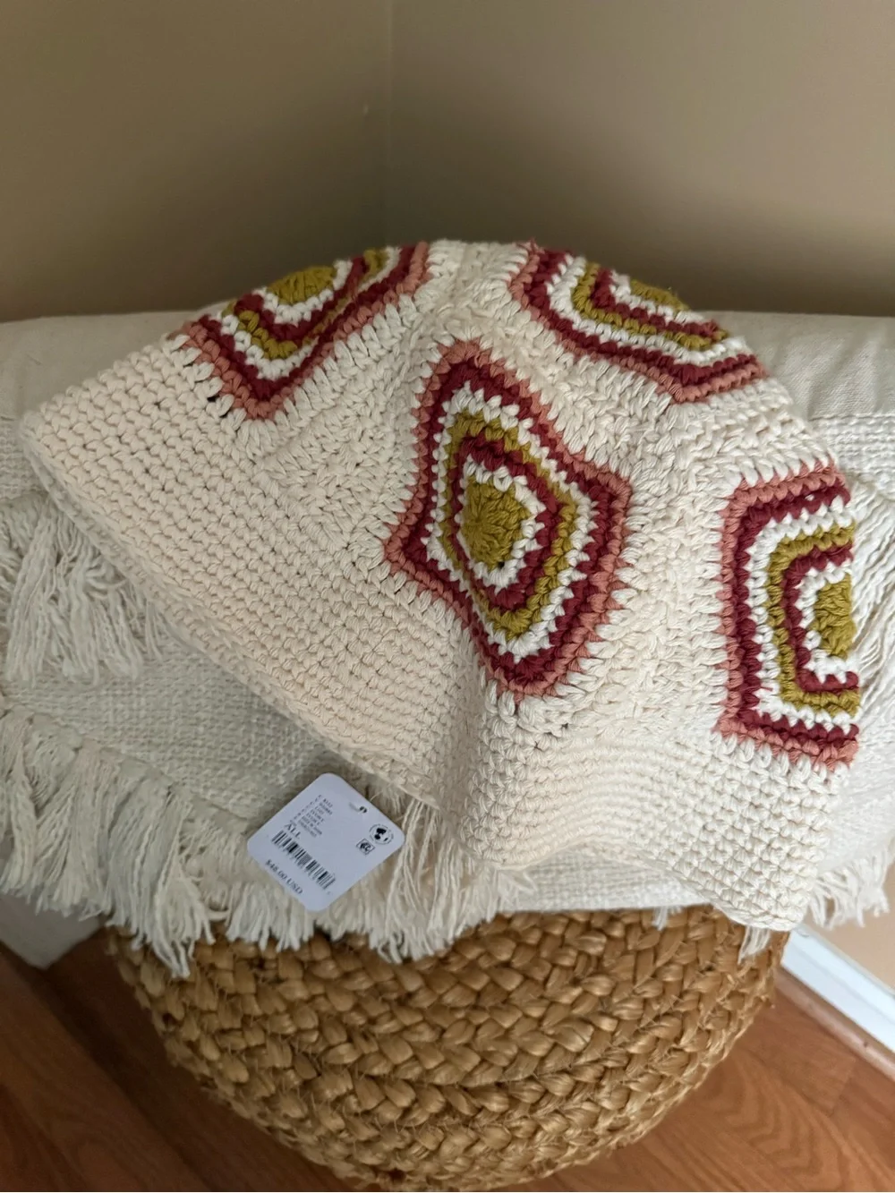 Free People Sofie Crochet Bucket Hat in Ivory NWT